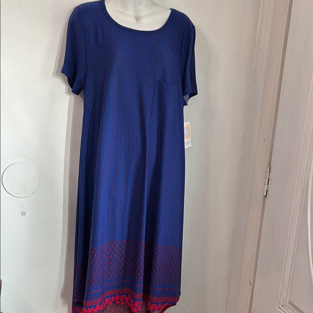 Elegant Blue and Red Women's Dress